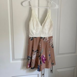 White and floral romper
